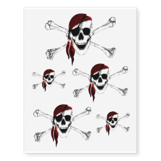 Creepy Pirate Skull and Crossbones Temporary Tattoos