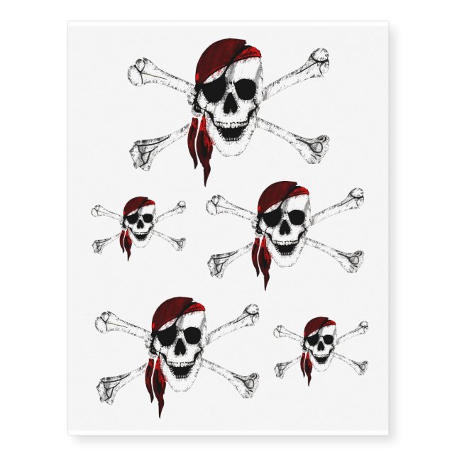 Creepy Pirate Skull and Crossbones Temporary Tattoos (Front)