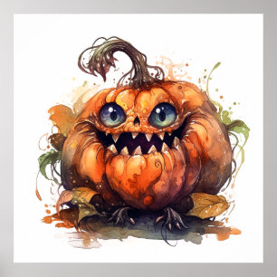 Creepy Pumpkin Art Poster