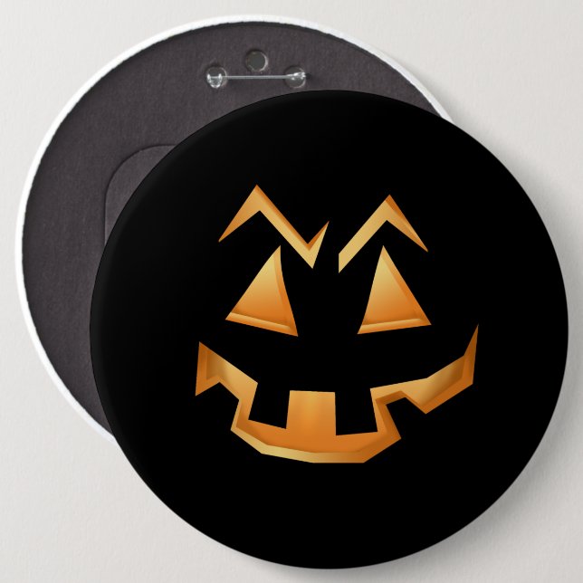 Creepy Pumpkin Face Halloween Button (Front & Back)