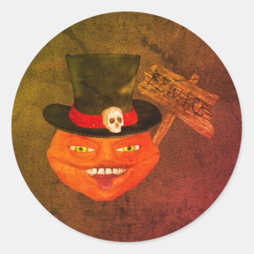 Creepy Pumpkin Face Halloween  Classic Round Sticker