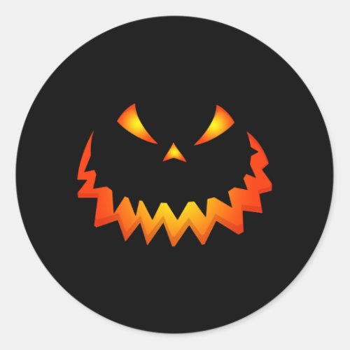 Creepy Pumpkin Face Halloween Jack O Lantern Classic Round Sticker