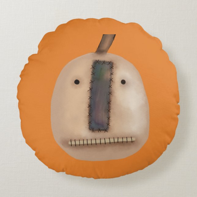 Creepy Pumpkin | Halloween Round Pillow (Front)