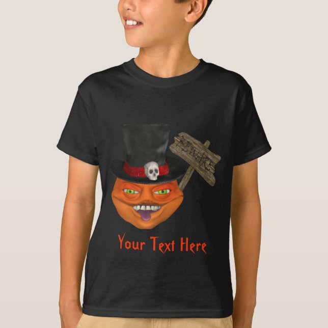 Creepy Pumpkin Head Halloween Personalized T-Shirt (Front)