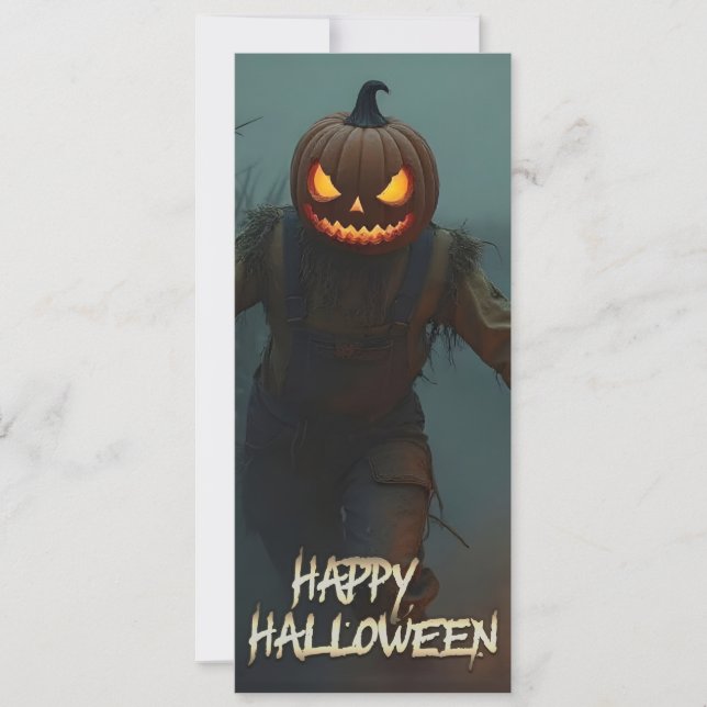 Creepy Pumpkin Head Halloween Scene (Front)