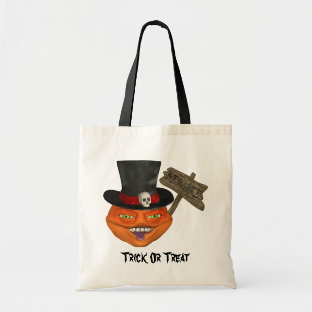 Creepy Pumpkin Head Halloween Tote Bag (Front)