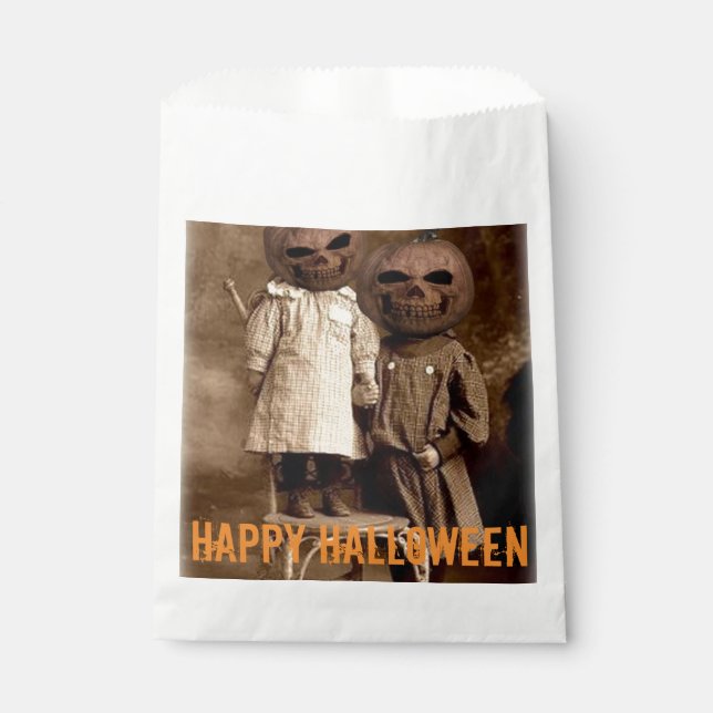 Creepy Pumpkin Head Kids Halloween  Favor Bag (Front)