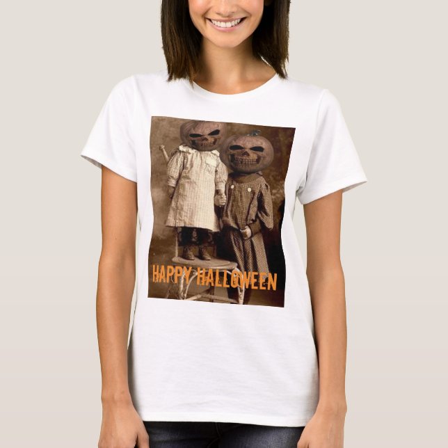 Creepy Pumpkin Head Kids Halloween T-Shirt (Front)