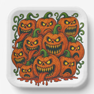 Creepy Pumpkin Horde Halloween Paper Plates