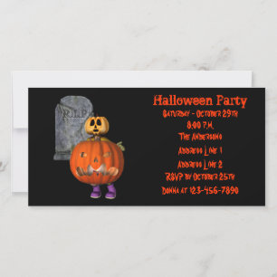 Creepy Pumpkin Man Halloween Party Invite