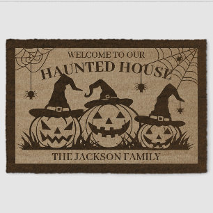 Creepy Pumpkin Patch Welcome  Fiber Doormat