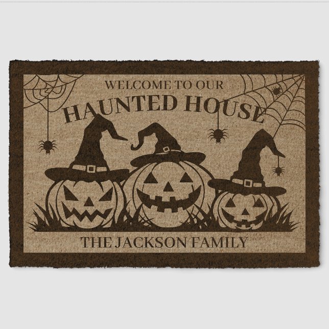 Creepy Pumpkin Patch Welcome  Fiber Doormat (Front)