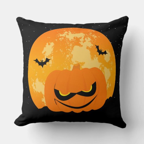 Creepy Pumpkin Throw Pillow