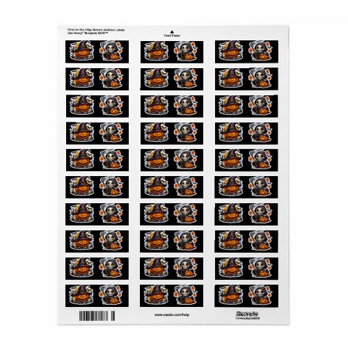 履 Creepy Pumpkin Witch Halloween Label