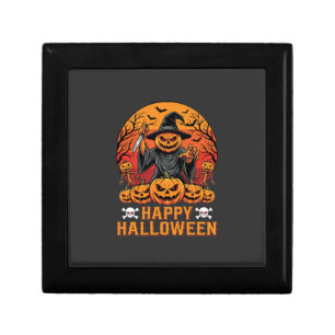 Creepy Pumpkin Witch Happy Halloween Vector Design Gift Box