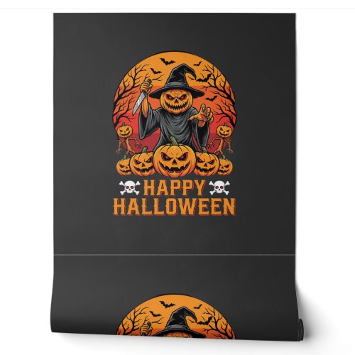Creepy Pumpkin Witch Happy Halloween Vector Design Wallpaper