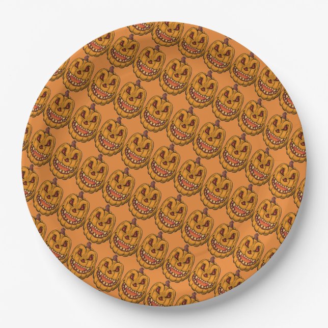 Creepy Pumpkins Paper Plates (Front)