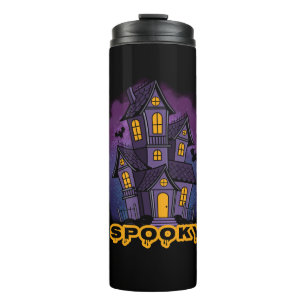 Creepy Purple Mansion Spooky Haunted House Thermal Tumbler