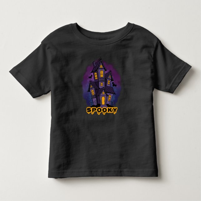 Creepy Purple Mansion Spooky Haunted House Toddler T-shirt (Front)