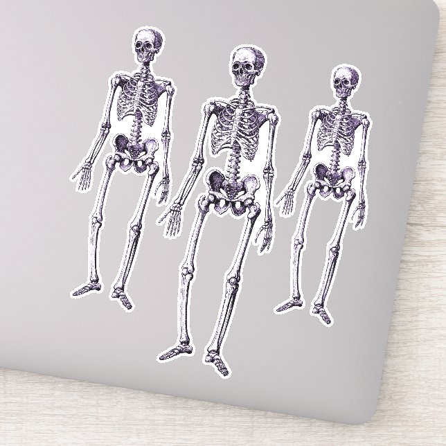 Creepy Purple Skeletons Halloween Party Decor Sticker (Detail)