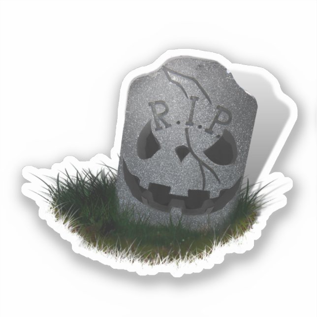 Creepy R.I.P. Grave Stone Halloween Sticker (Front)