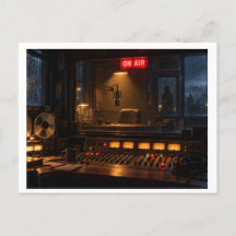 Creepy Radio Station Postcard - Vintage Horror