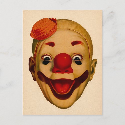 Creepy Retro Clown Postcard