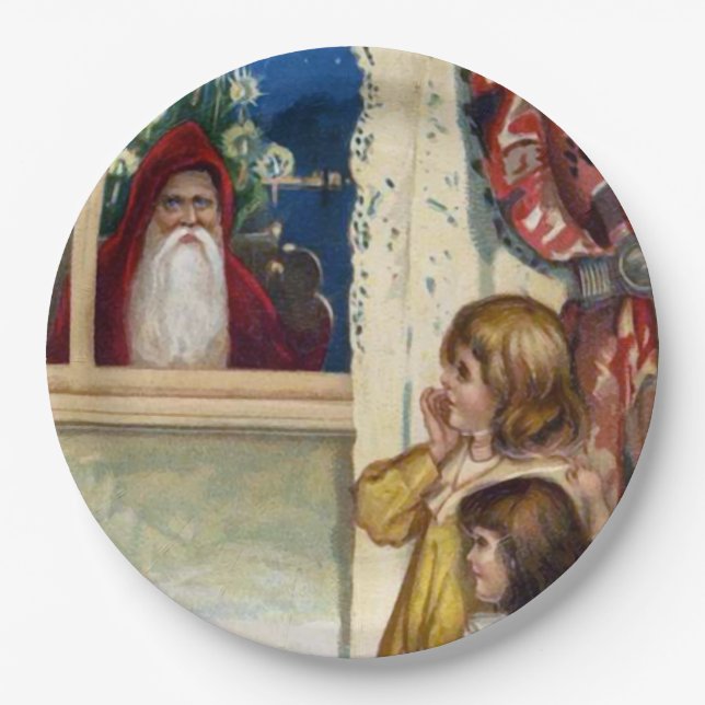 Creepy Santa Christmas Paper Plates (Front)