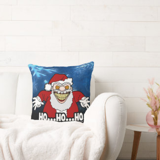 Creepy Santa Claus Screwball Graphics HOHOHO Throw Pillow