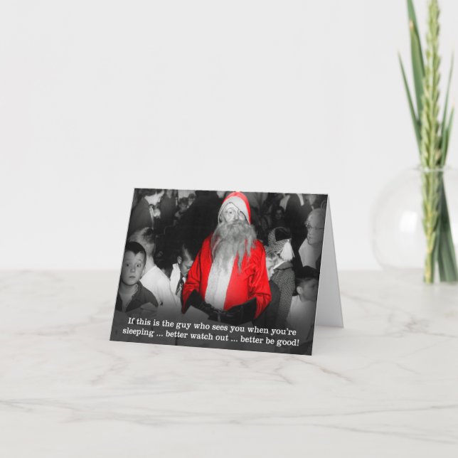 Creepy Santa Sees You When You're Sleeping Card (Front)
