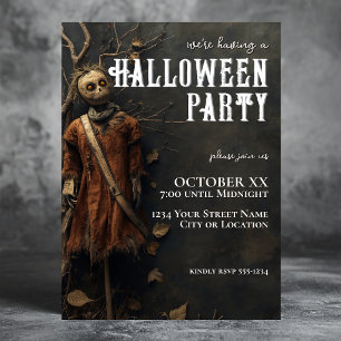 Creepy Scarecrow Doll Halloween Party Invitation