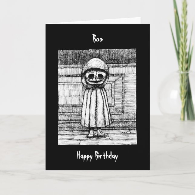Creepy Scary Child Skelton Goth Dark Birthday     Card (Front)