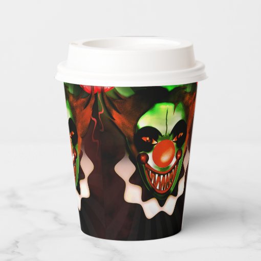 Creepy Scary Evil Clown Halloween Birthday Party Paper Cups | Zazzle