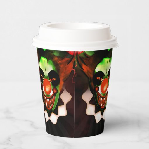 Creepy Scary Evil Clown Halloween Birthday Party Paper Cups | Zazzle