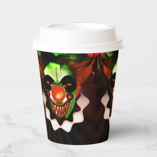 Creepy Scary Evil Clown Halloween Birthday Party Paper Cups | Zazzle