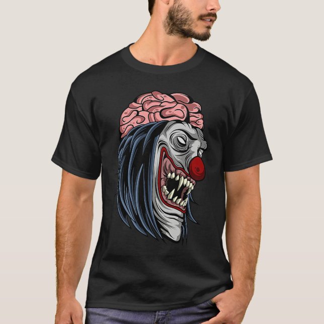 Creepy Scary Halloween Evil Zombie Clown Horror T-Shirt (Front)