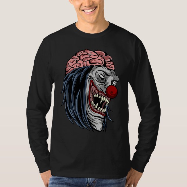 Creepy Scary Halloween Evil Zombie Clown Horror T-Shirt (Front)