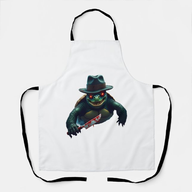 Creepy Scary Halloween Turtle T-Shirt Apron (Front)
