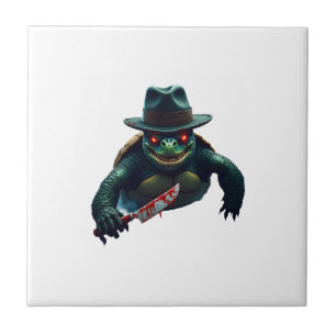 Creepy Scary Halloween Turtle T-Shirt Ceramic Tile