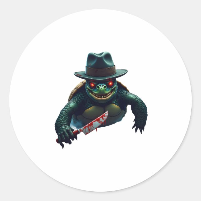 Creepy Scary Halloween Turtle T-Shirt Classic Round Sticker (Front)