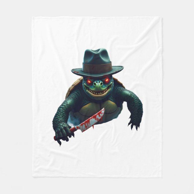 Creepy Scary Halloween Turtle T-Shirt Fleece Blanket (Front)