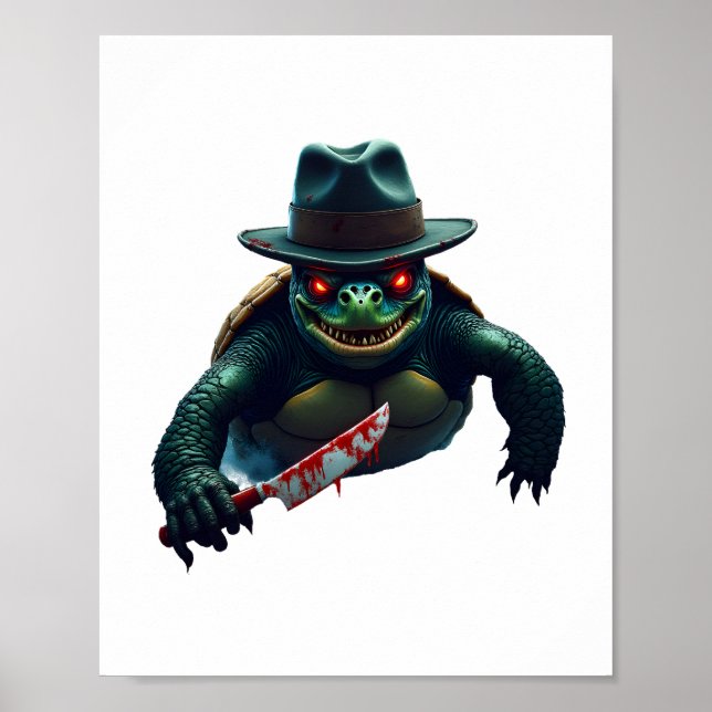 Creepy Scary Halloween Turtle T-Shirt Poster (Front)