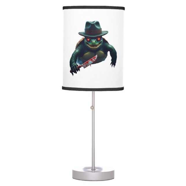 Creepy Scary Halloween Turtle T-Shirt Table Lamp (Front)