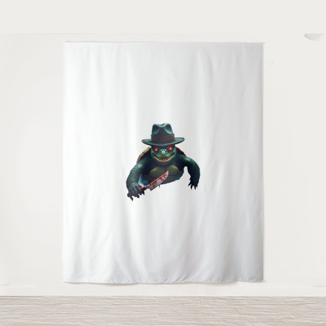 Creepy Scary Halloween Turtle T-Shirt Tapestry (Front)