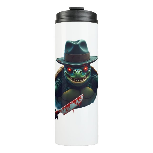 Creepy Scary Halloween Turtle T-Shirt Thermal Tumbler (Front)