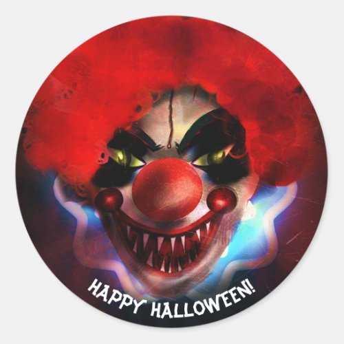 Creepy Scary Killer Clown Halloween Party Favor Classic Round Sticker