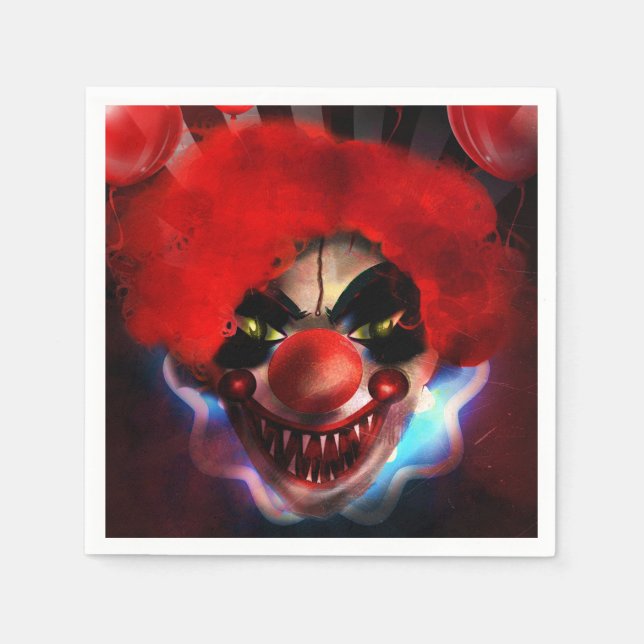 Creepy Scary Killer Clown Halloween Party Napkins (Front)