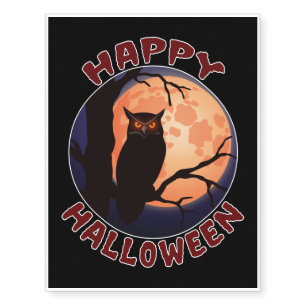 Creepy & Scary Owl, Halloween Costume Gifts Temporary Tattoos