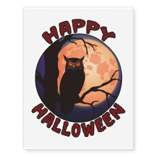Creepy & Scary Owl, Halloween Costume Gifts Temporary Tattoos