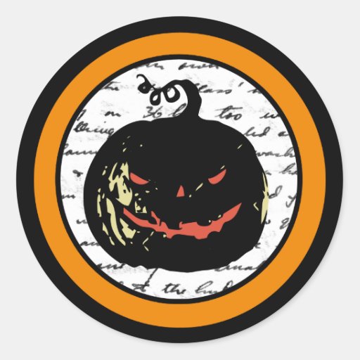 Creepy Scary Pumpkin Halloween Seal or Stickers | Zazzle